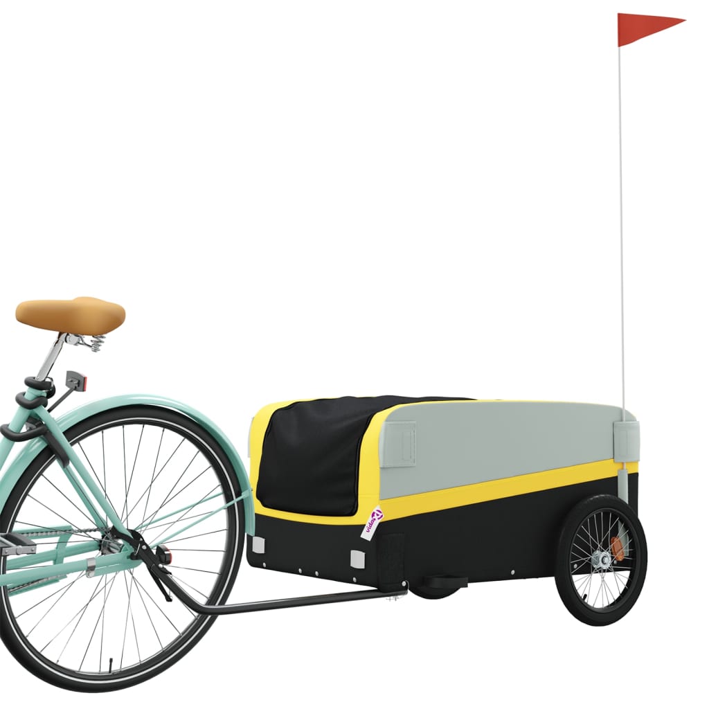 Bicycle trailer, black and yellow, 45 kg, iron