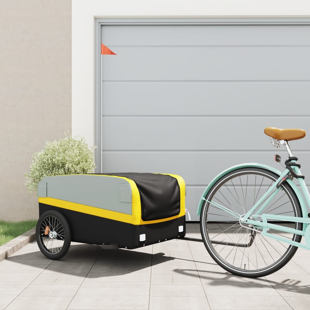 Bicycle trailer, black and yellow, 45 kg, iron