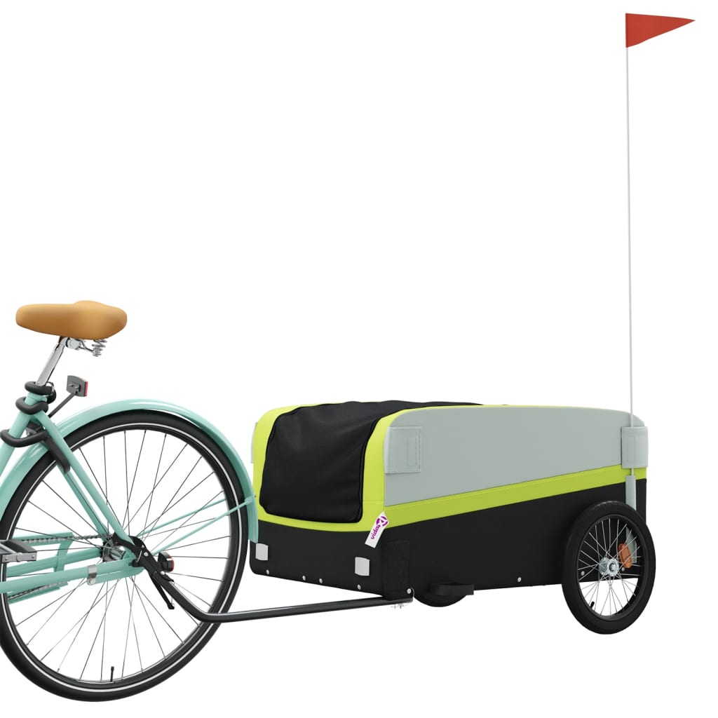 Bicycle trailer, black and green, 45 kg, iron