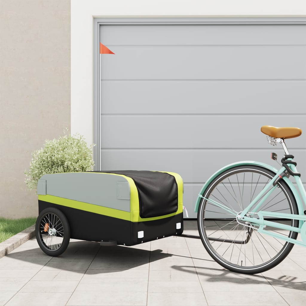 Bicycle trailer, black and green, 45 kg, iron