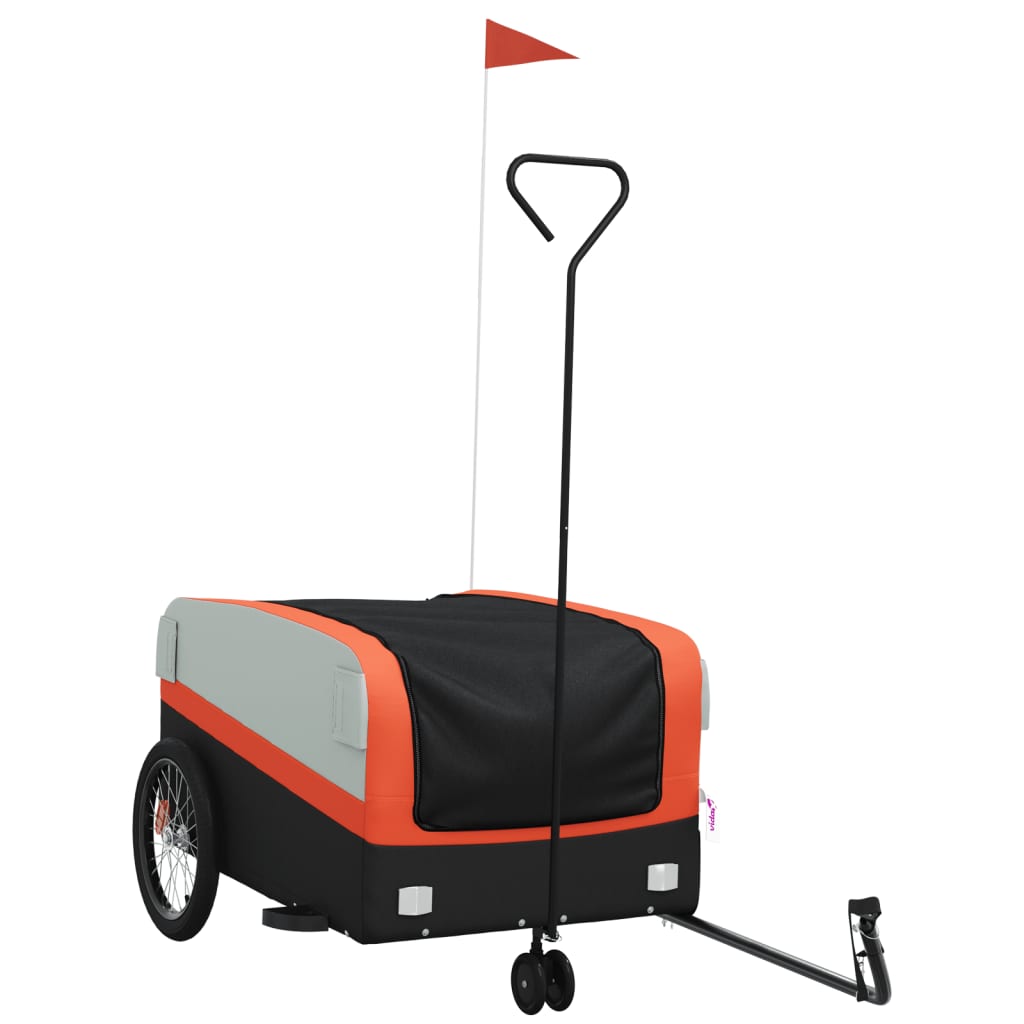 Bicycle trailer, black and orange, 45 kg, iron