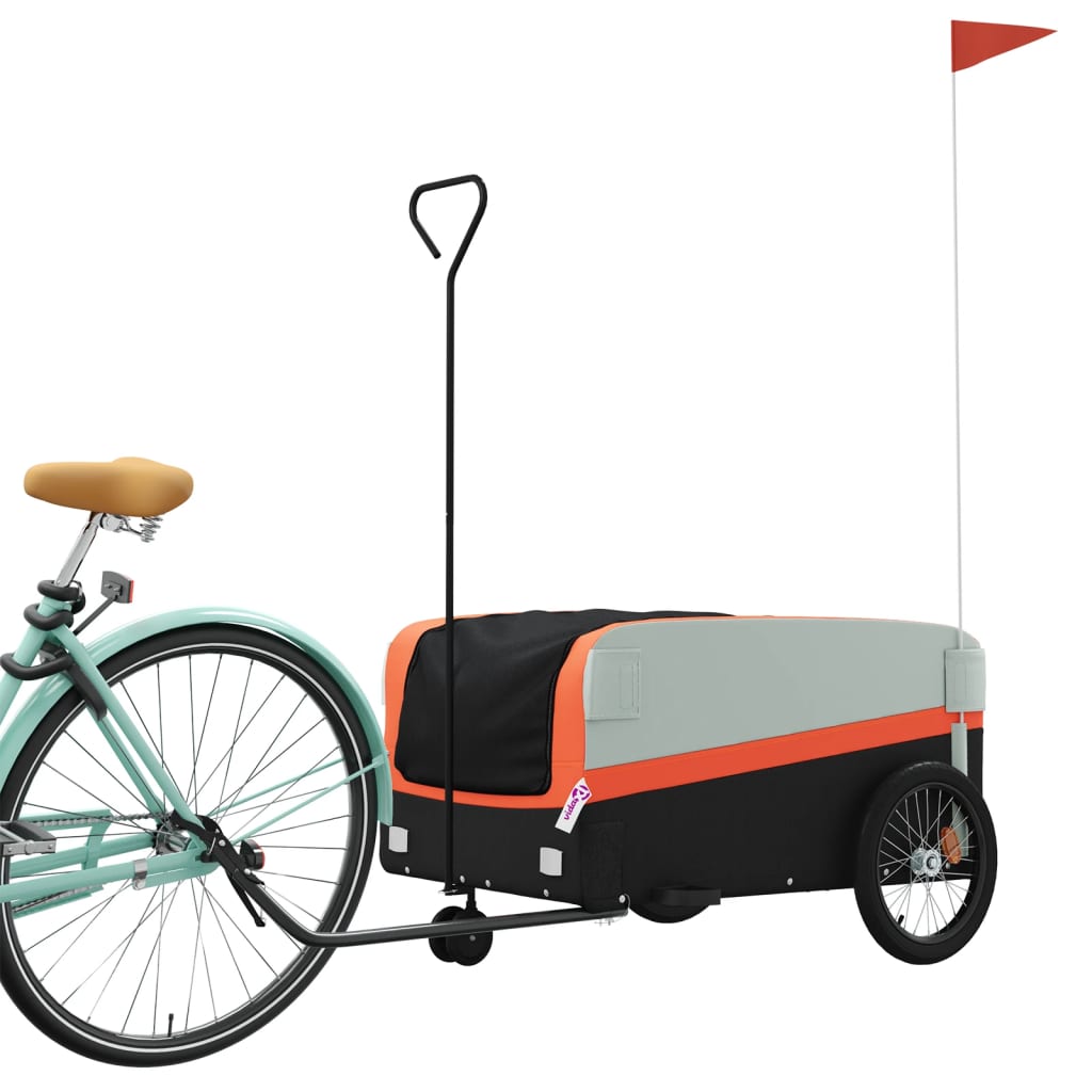 Bicycle trailer, black and orange, 45 kg, iron
