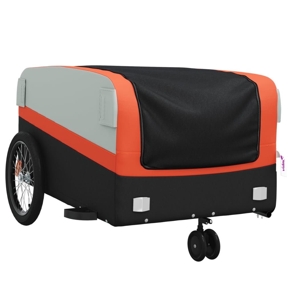 Bicycle trailer, black and orange, 45 kg, iron