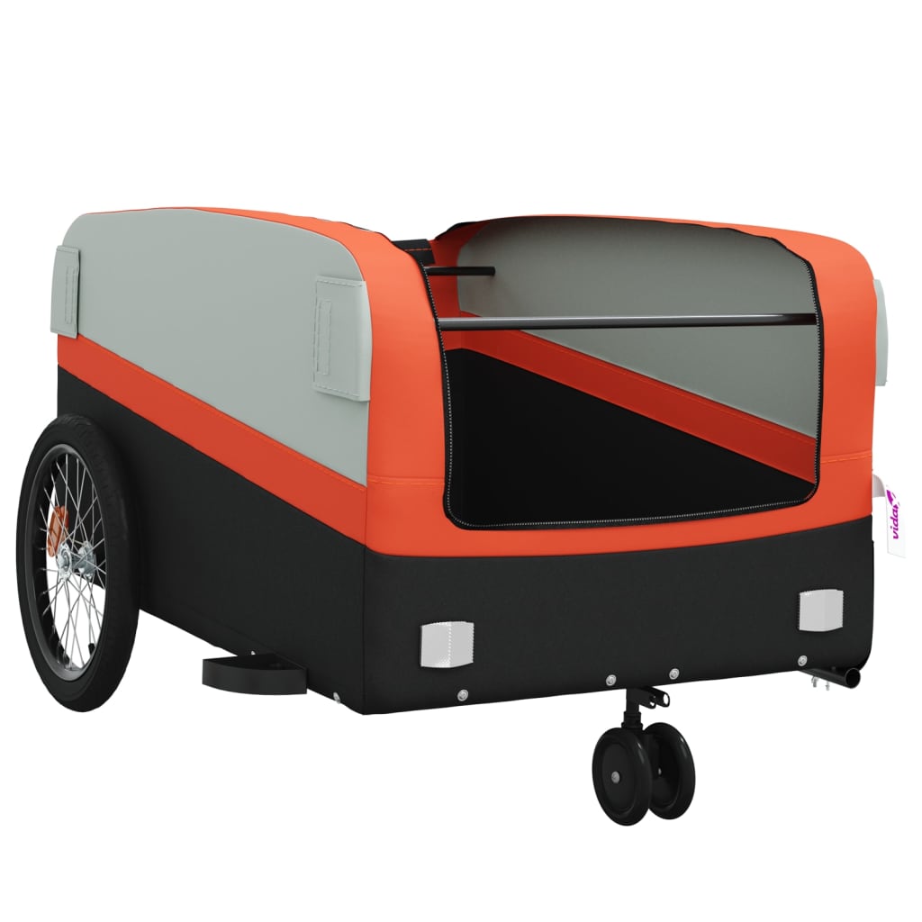 Bicycle trailer, black and orange, 45 kg, iron