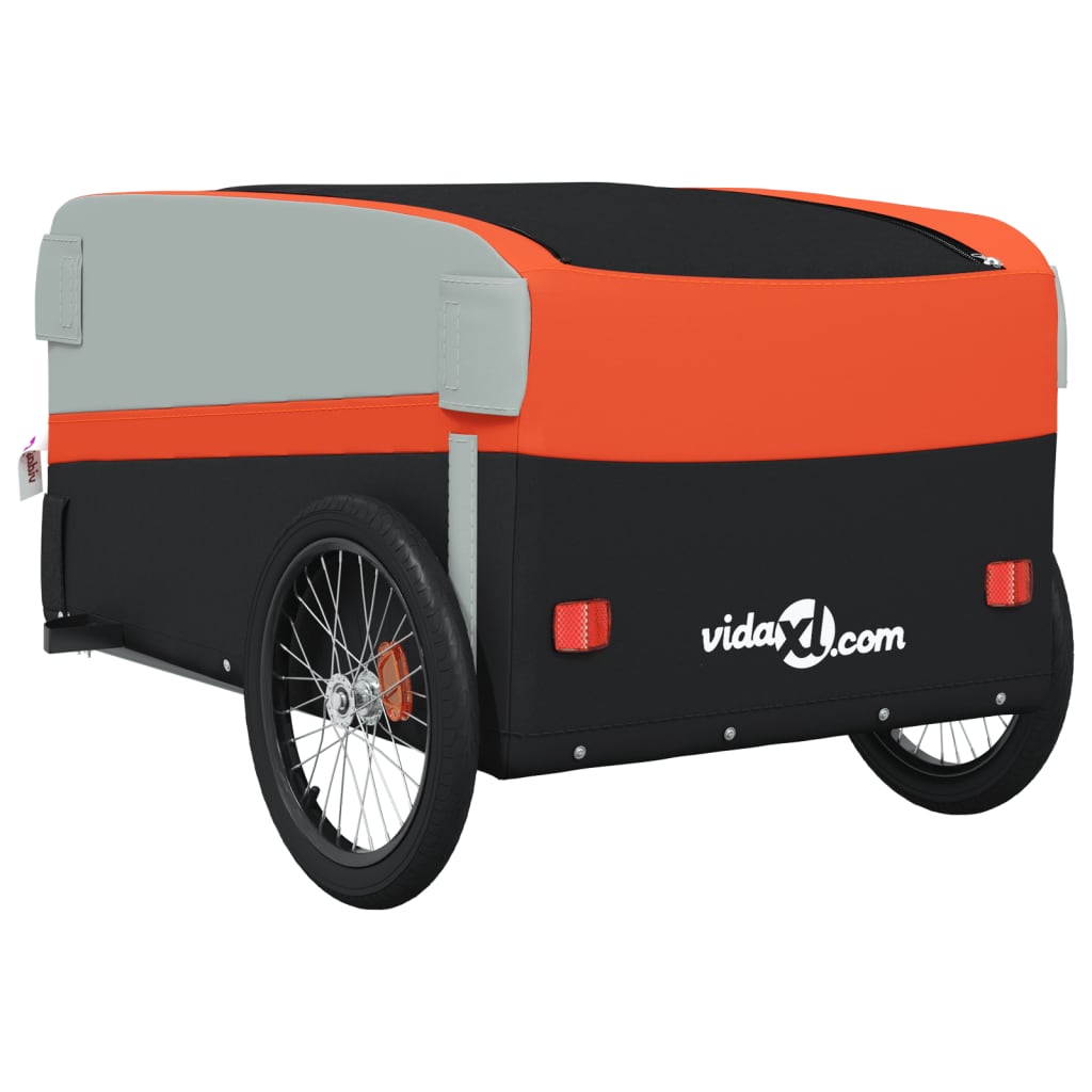 Bicycle trailer, black and orange, 45 kg, iron
