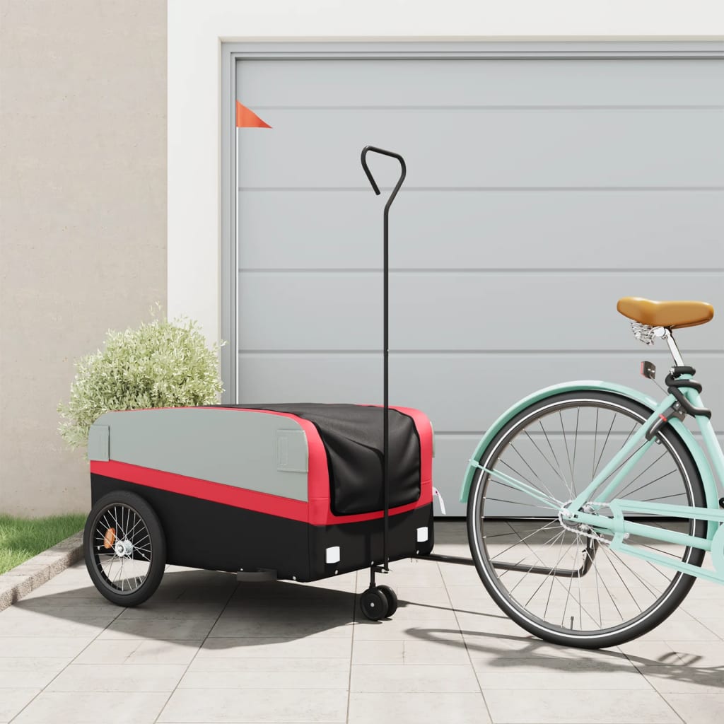 Bicycle trailer, black and red, 45 kg, iron