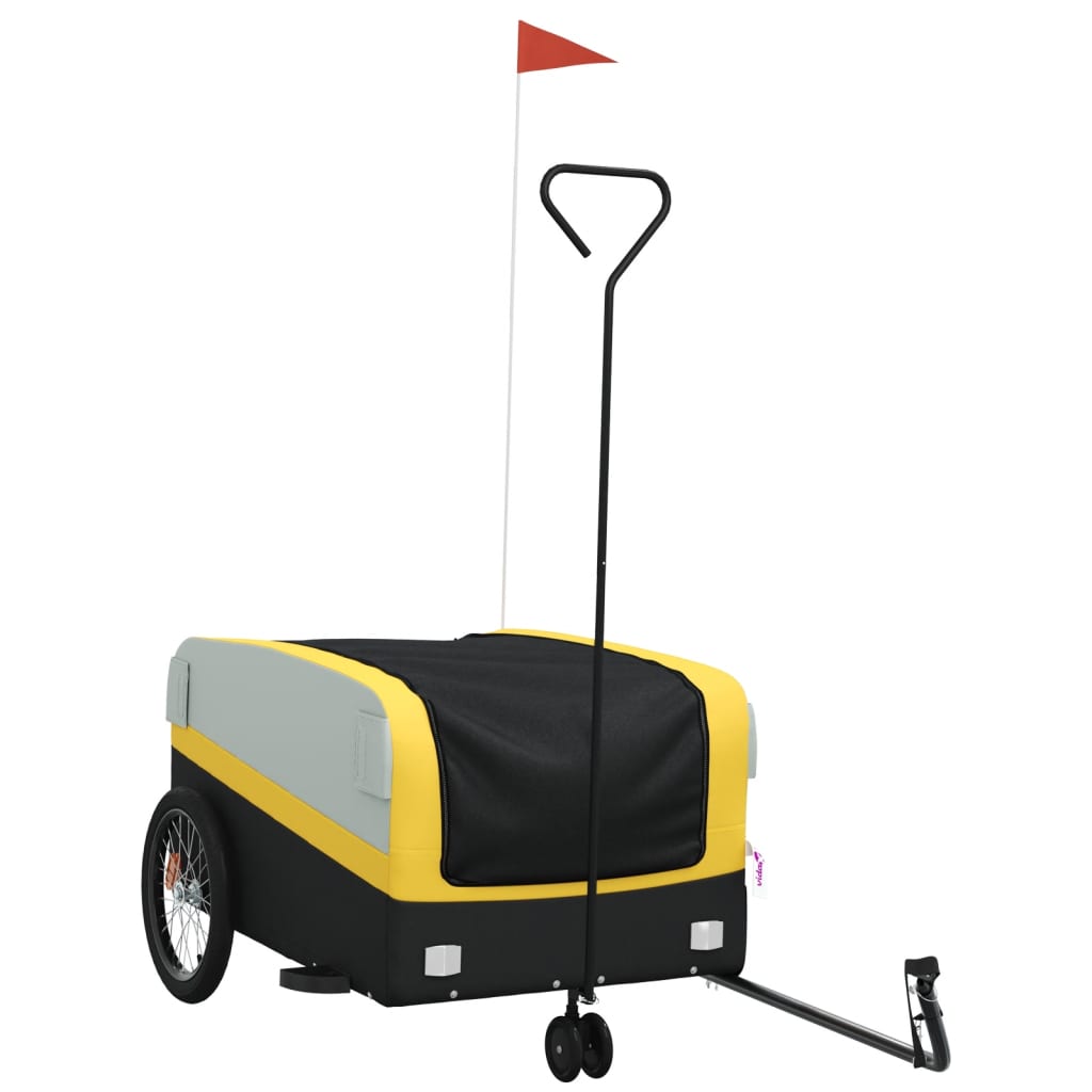 Bicycle trailer, black and yellow, 45 kg, iron