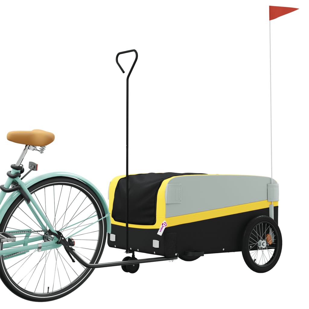 Bicycle trailer, black and yellow, 45 kg, iron