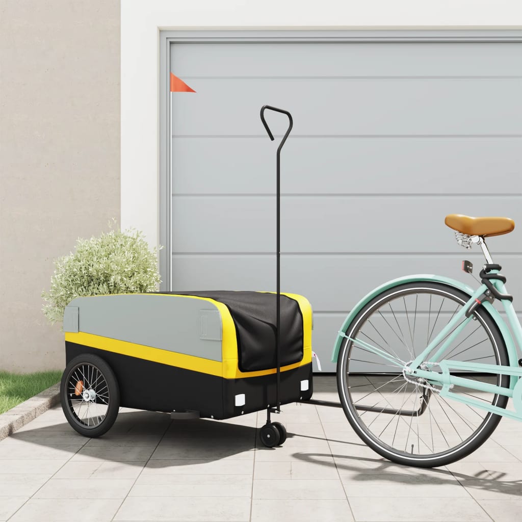 Bicycle trailer, black and yellow, 45 kg, iron