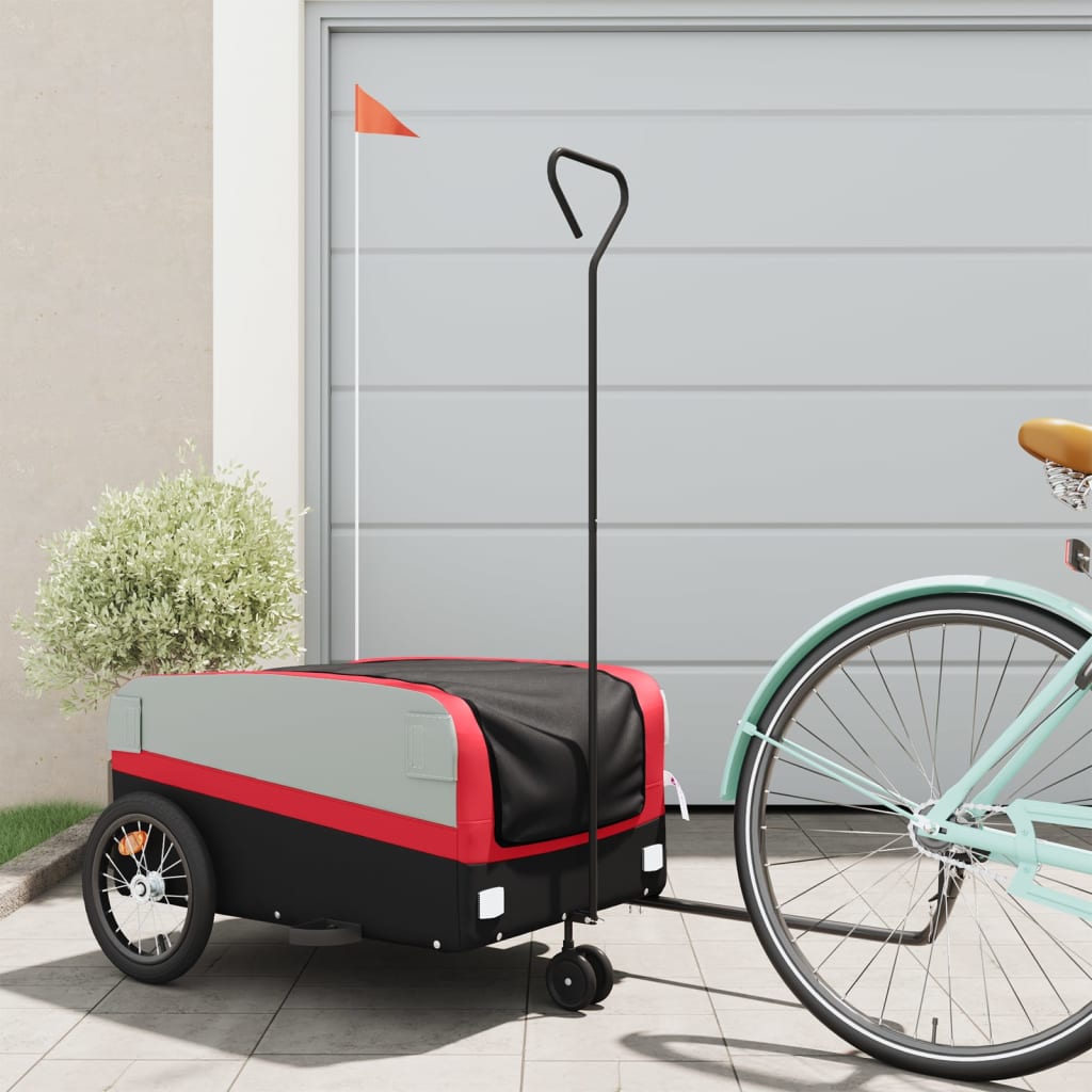 Bicycle trailer, black and red, 45 kg, iron