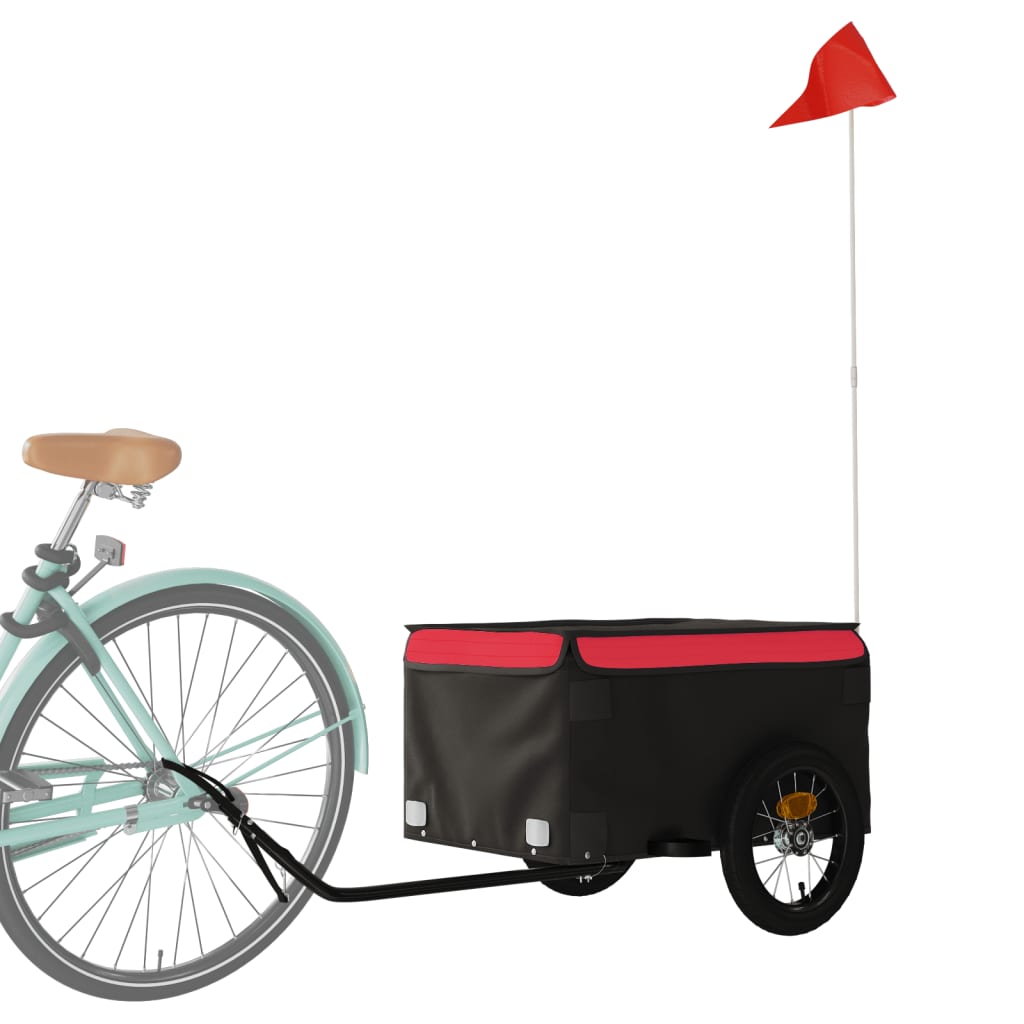 Bicycle trailer, black and red, 30 kg, iron