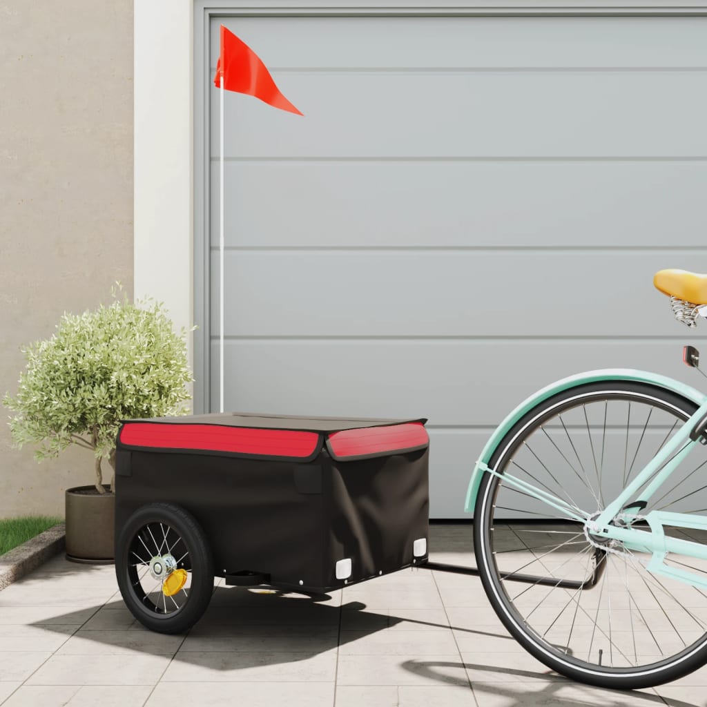 Bicycle trailer, black and red, 30 kg, iron