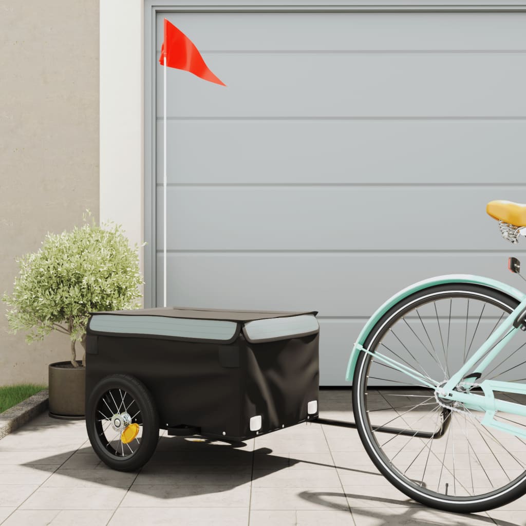 Bicycle trailer, black and gray, 30 kg, iron