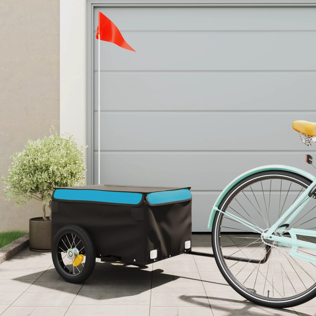 Bicycle trailer, black and blue, 30 kg, iron