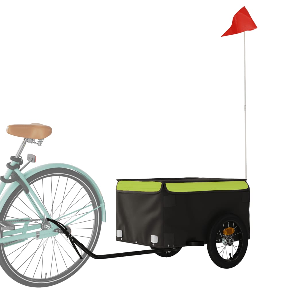 Bicycle trailer, black and green, 30 kg, iron