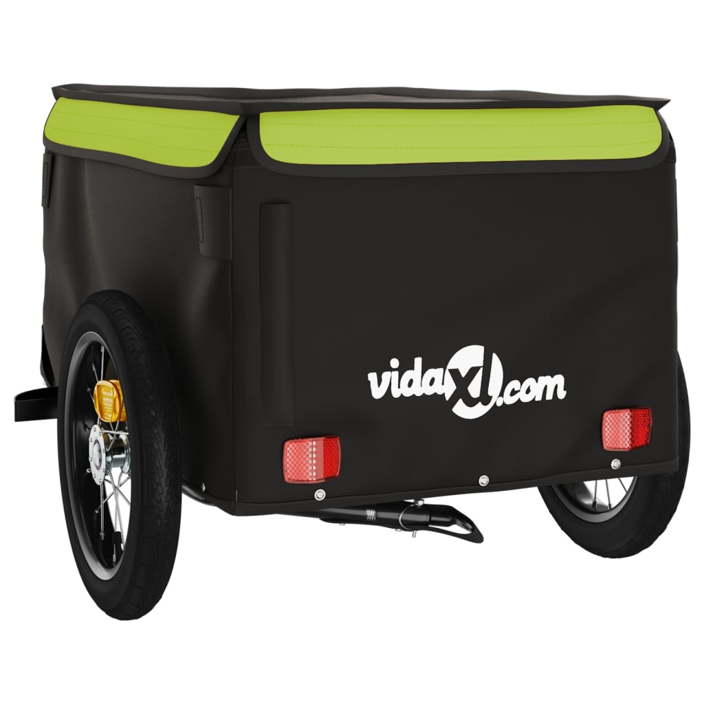 Bicycle trailer, black and green, 30 kg, iron