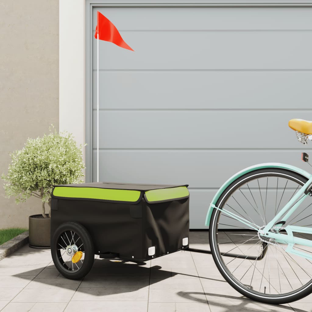 Bicycle trailer, black and green, 30 kg, iron