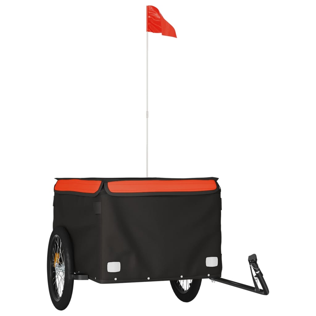 Bicycle trailer, black and orange, 45 kg, iron