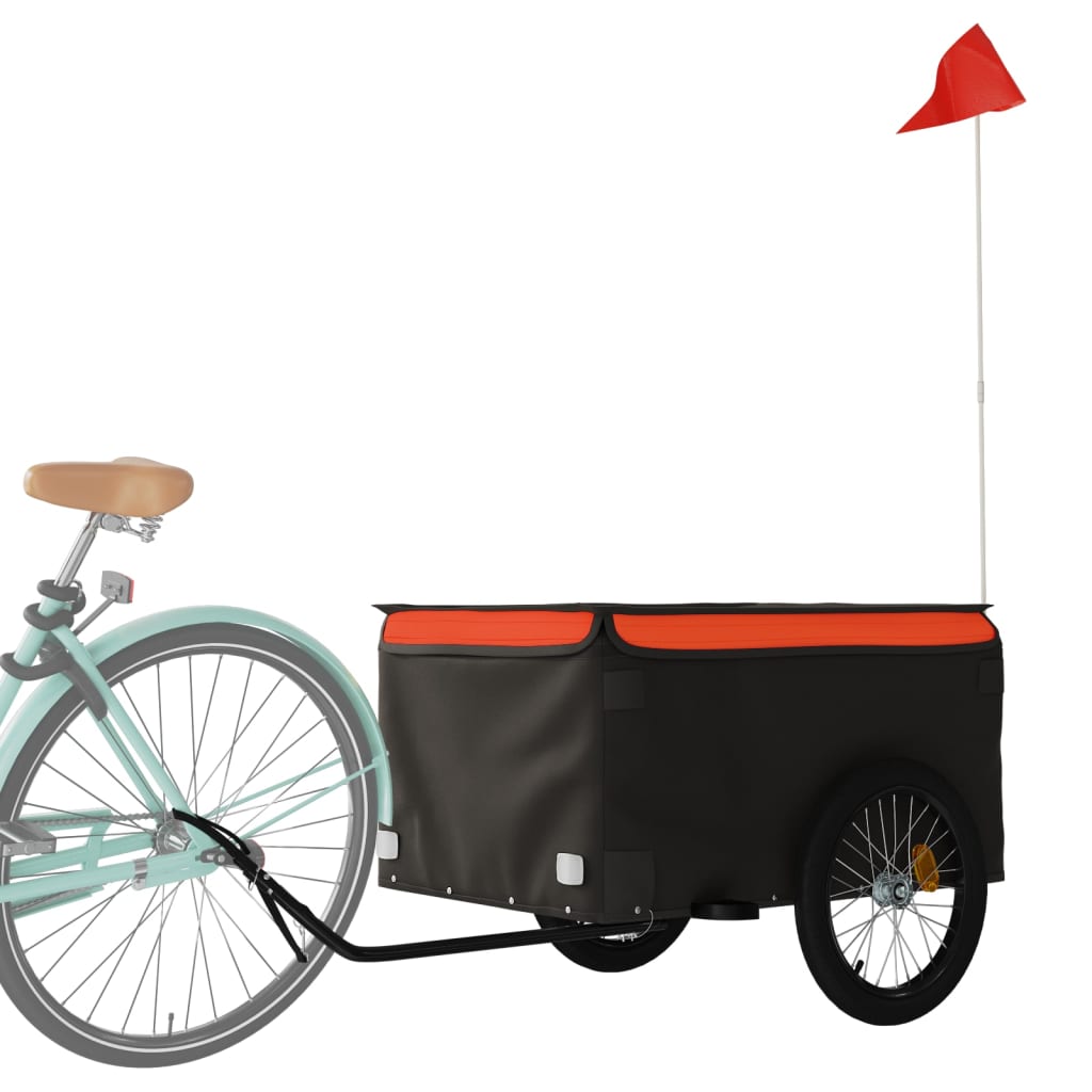 Bicycle trailer, black and orange, 45 kg, iron