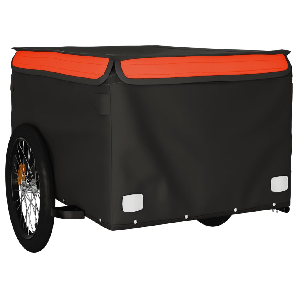 Bicycle trailer, black and orange, 45 kg, iron