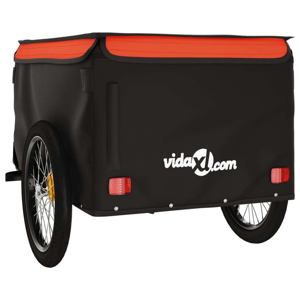 Bicycle trailer, black and orange, 45 kg, iron
