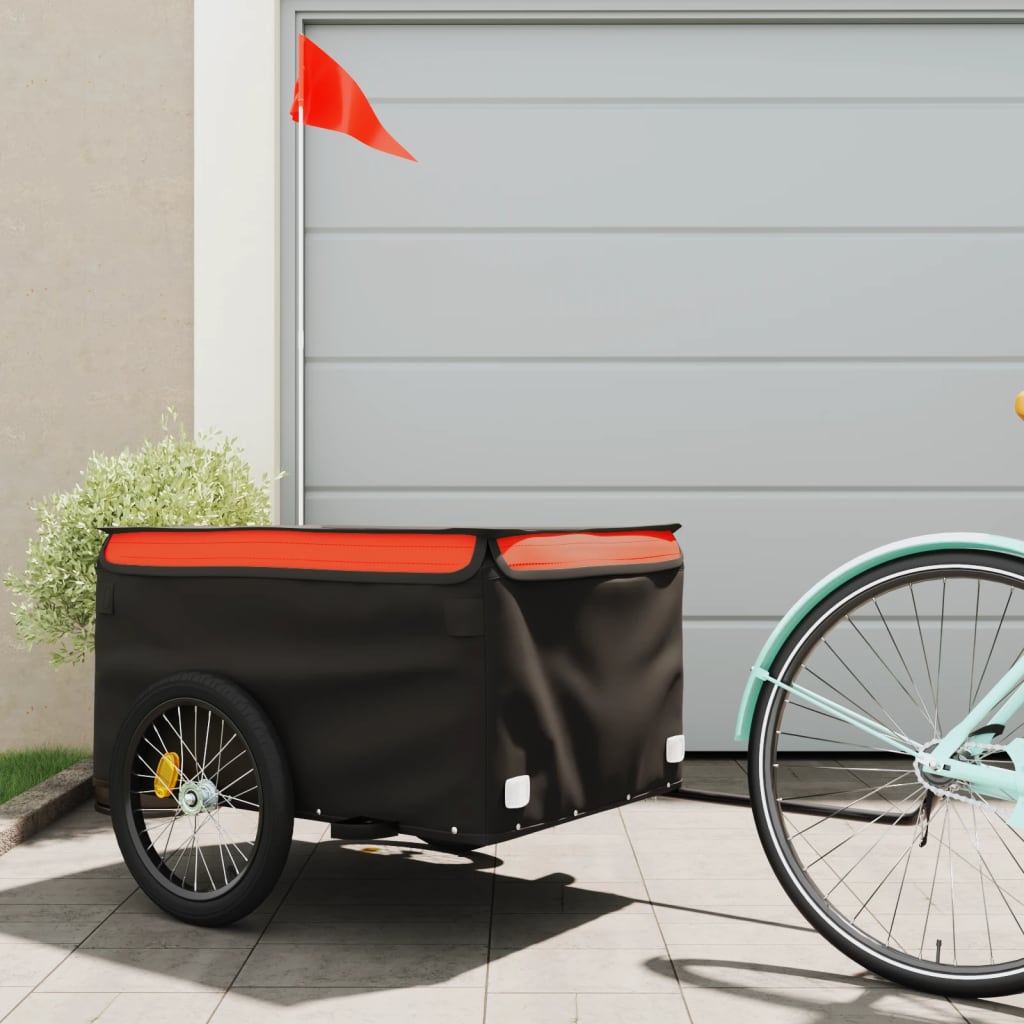 Bicycle trailer, black and orange, 45 kg, iron