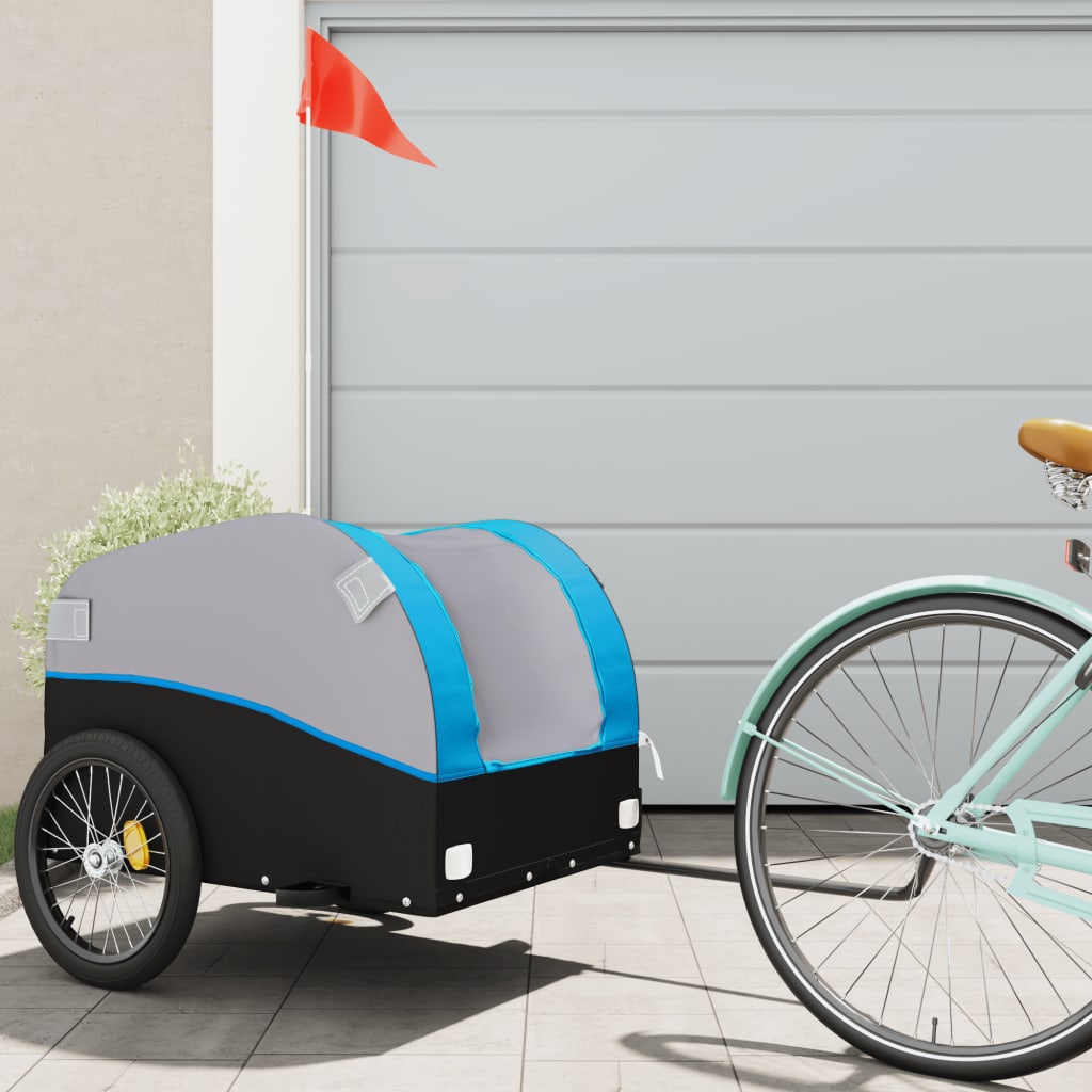 Bicycle trailer, black and blue, 45 kg, iron