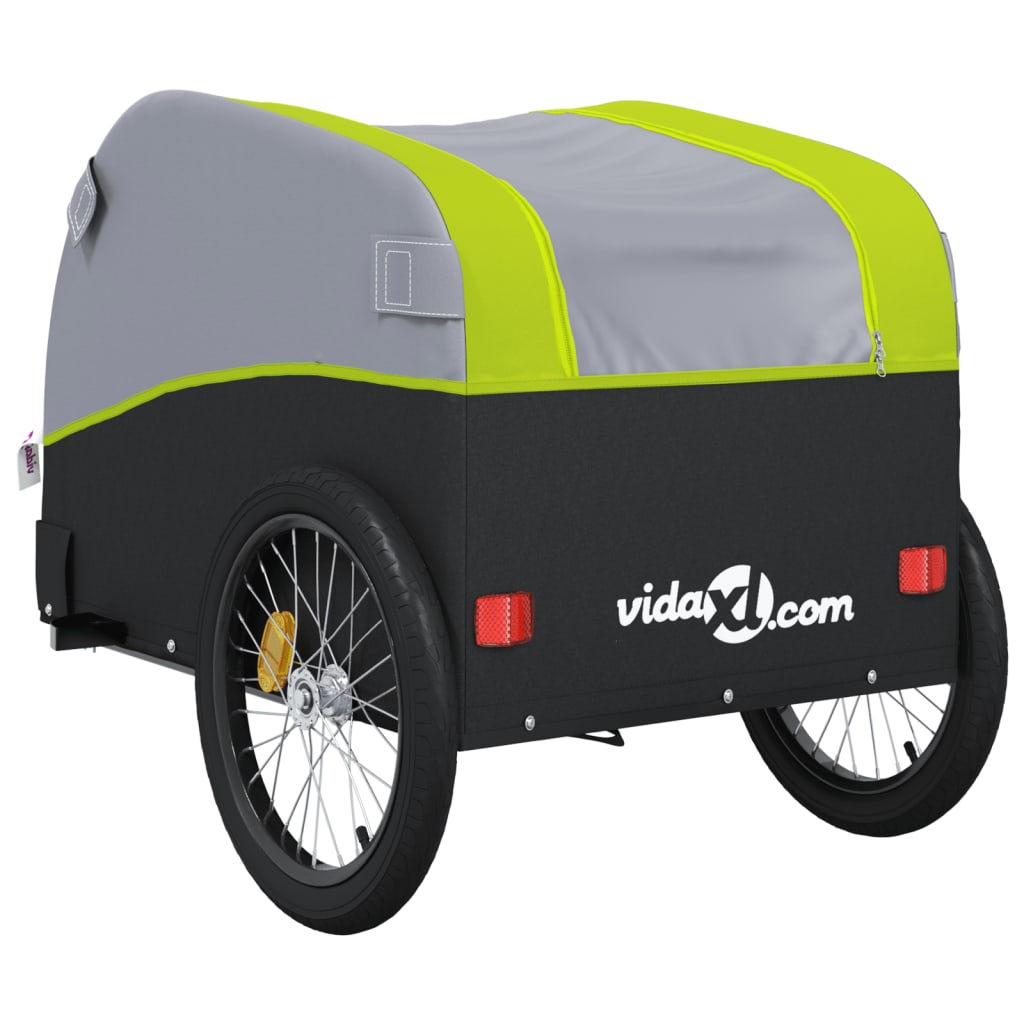 Bicycle trailer, black and green, 45 kg, iron