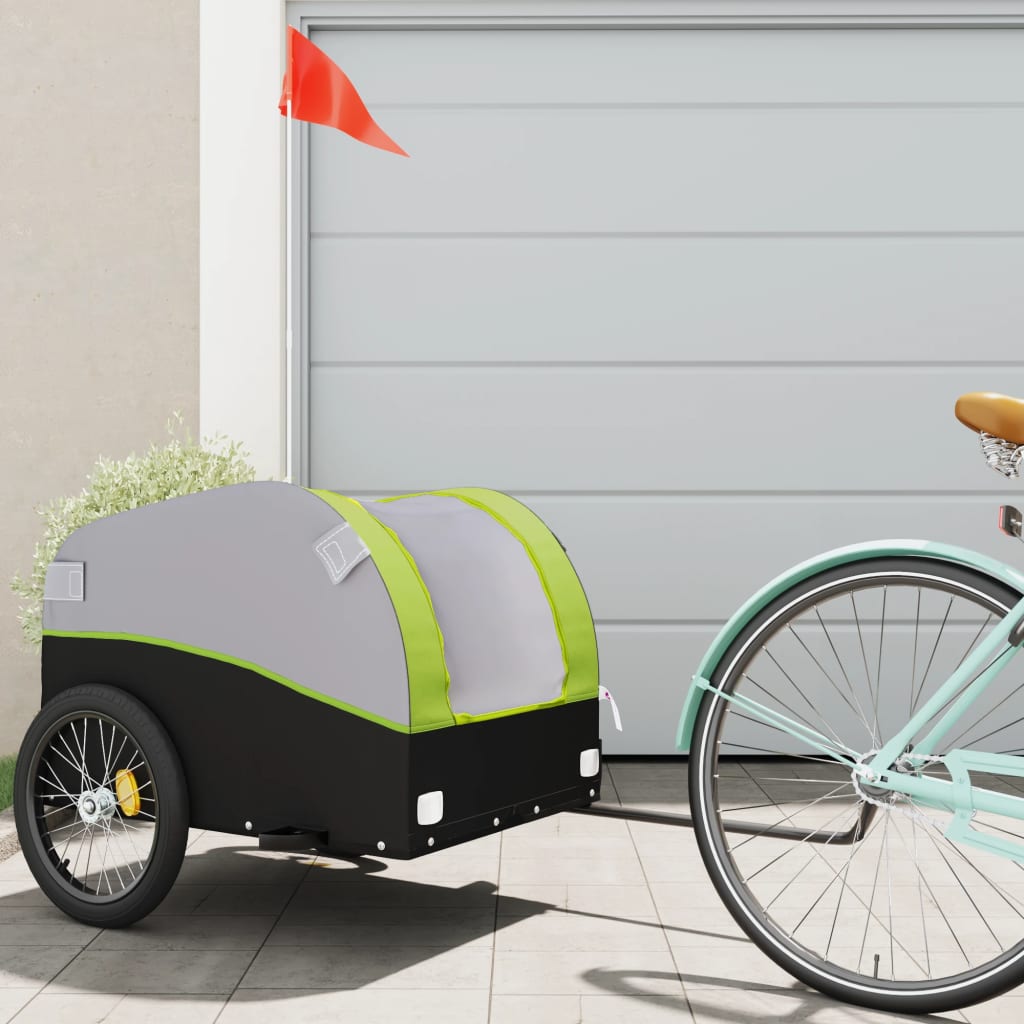 Bicycle trailer, black and green, 45 kg, iron