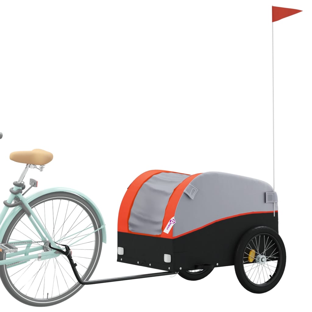 Bicycle trailer, black and orange, 45 kg, iron