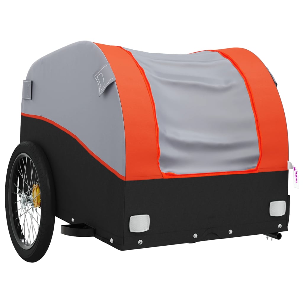 Bicycle trailer, black and orange, 45 kg, iron