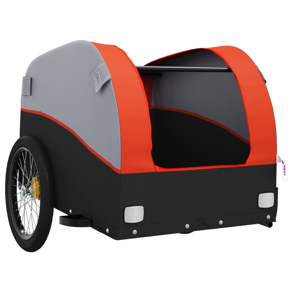 Bicycle trailer, black and orange, 45 kg, iron