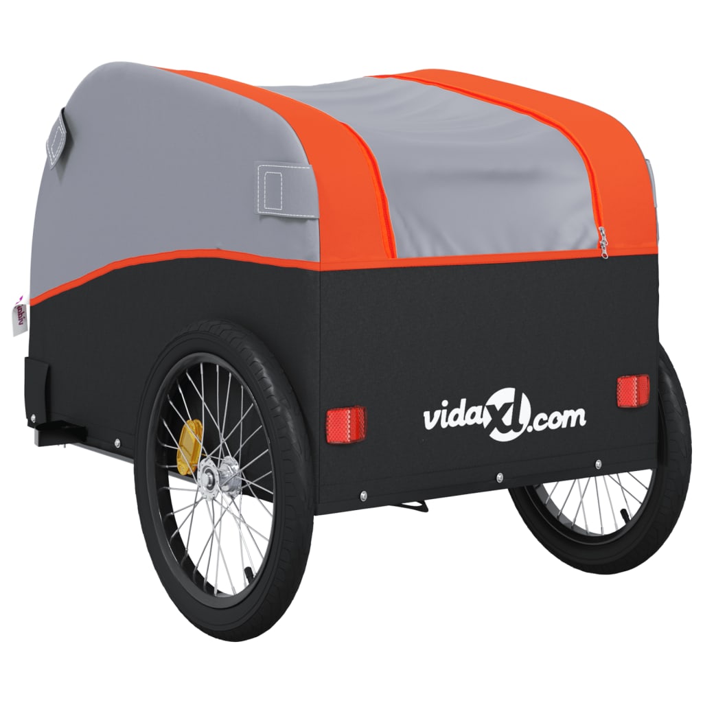 Bicycle trailer, black and orange, 45 kg, iron