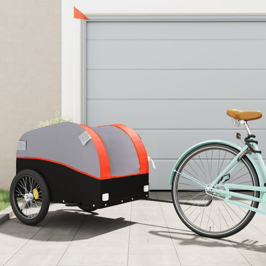 Bicycle trailer, black and orange, 45 kg, iron