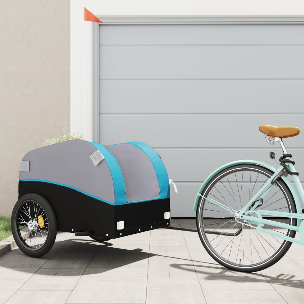 Bicycle trailer, black and blue, 45 kg, iron