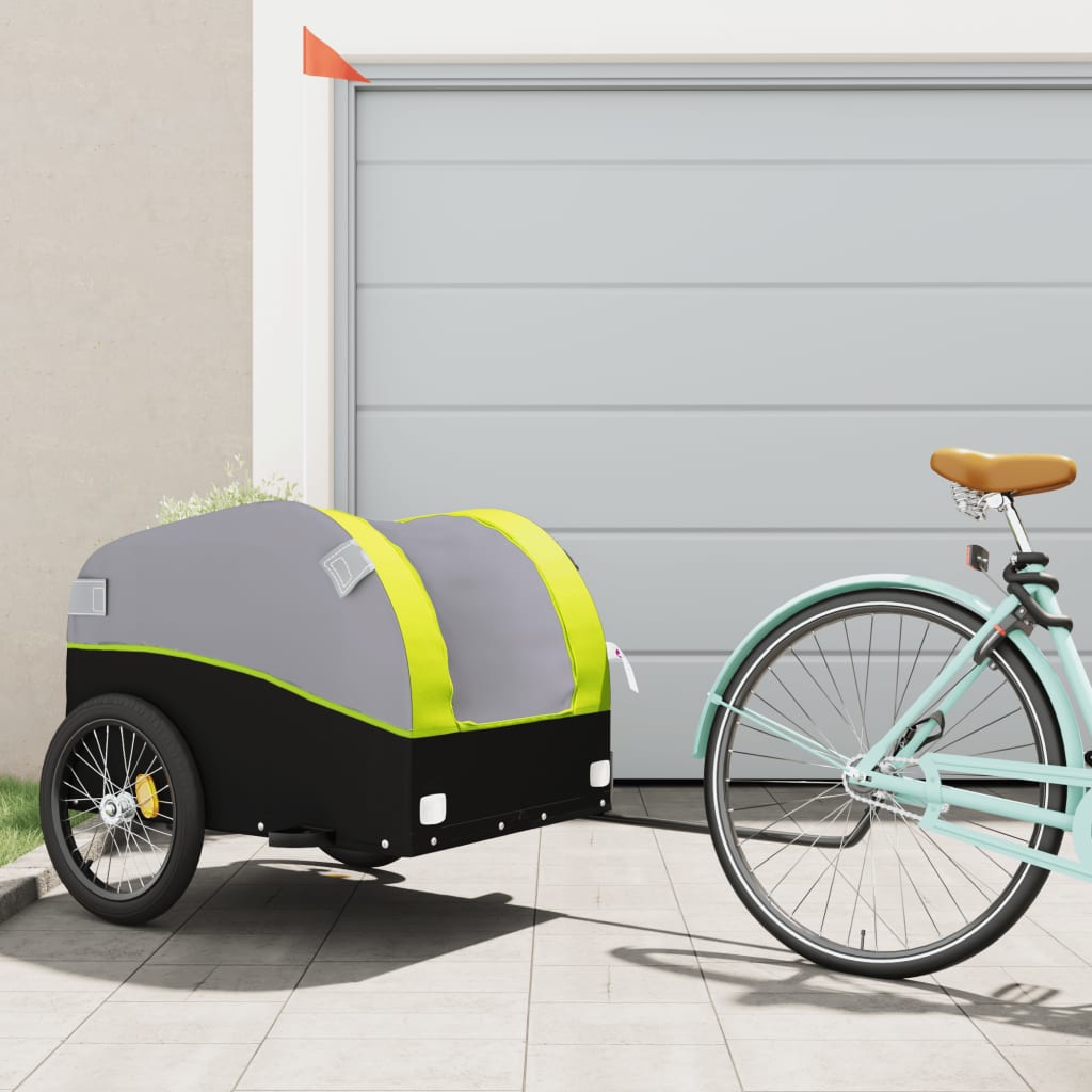Bicycle trailer, black and green, 45 kg, iron