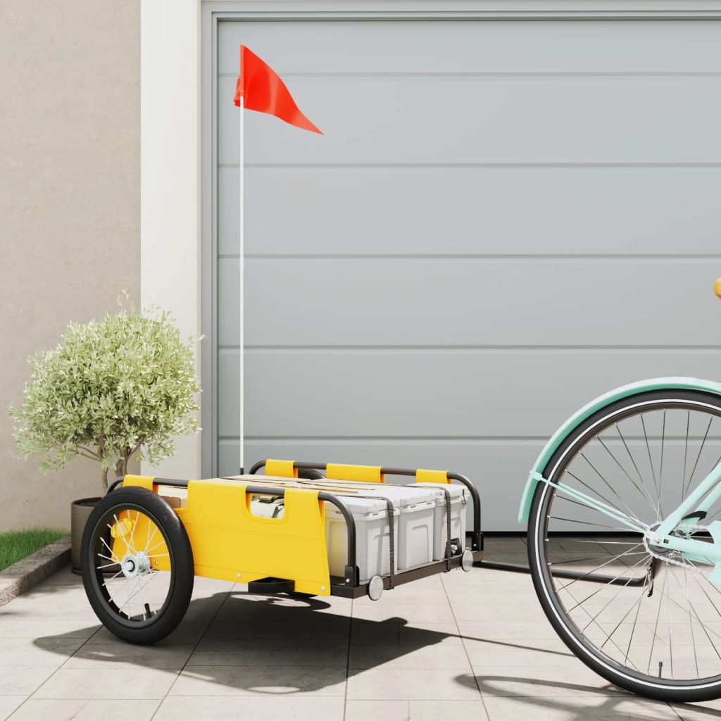 Bicycle trailer, yellow, oxford fabric and iron