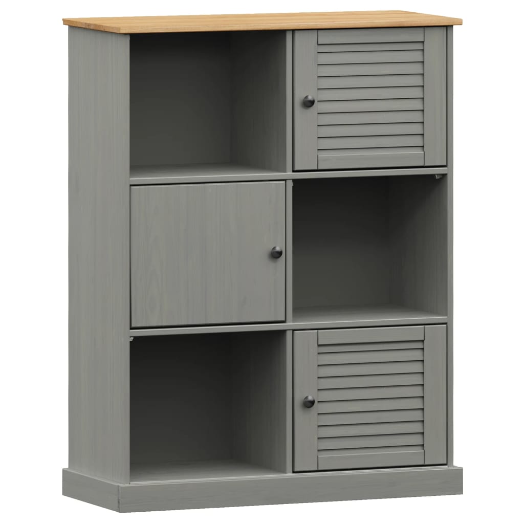 Bibliotecă VIGO, gri, 90x35x114,5 cm, lemn masiv de pin