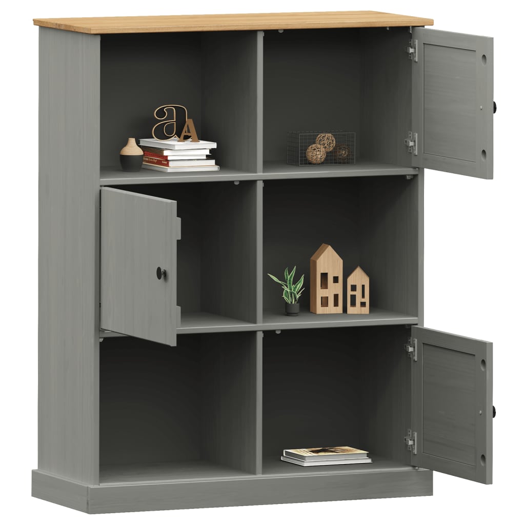 Bibliotecă VIGO, gri, 90x35x114,5 cm, lemn masiv de pin