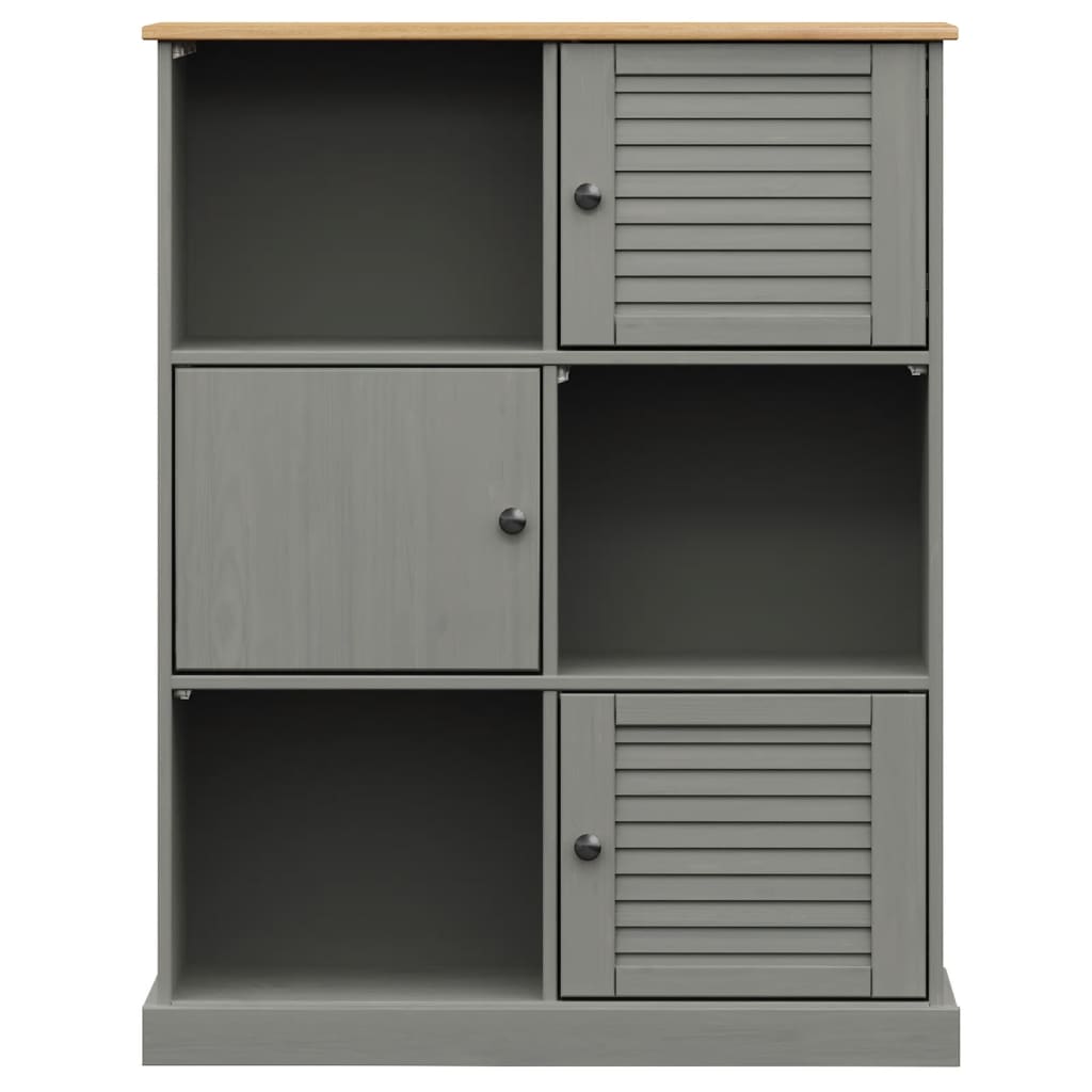 Bibliotecă VIGO, gri, 90x35x114,5 cm, lemn masiv de pin