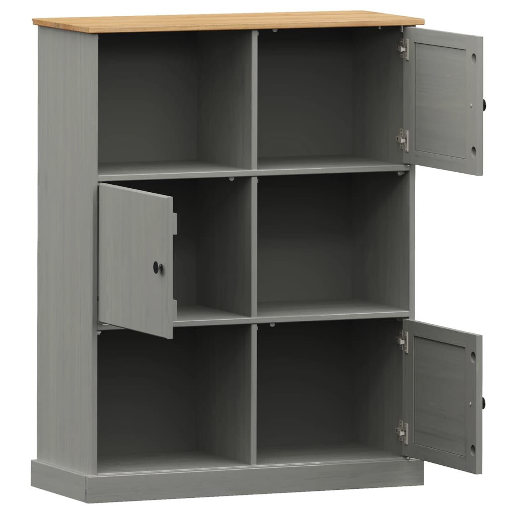Bibliotecă VIGO, gri, 90x35x114,5 cm, lemn masiv de pin