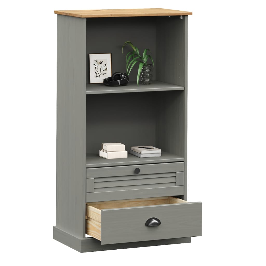 Bibliotecă VIGO, gri, 60x35x114,5 cm, lemn masiv de pin