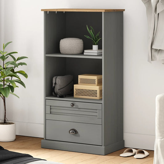 Bibliotecă VIGO, gri, 60x35x114,5 cm, lemn masiv de pin