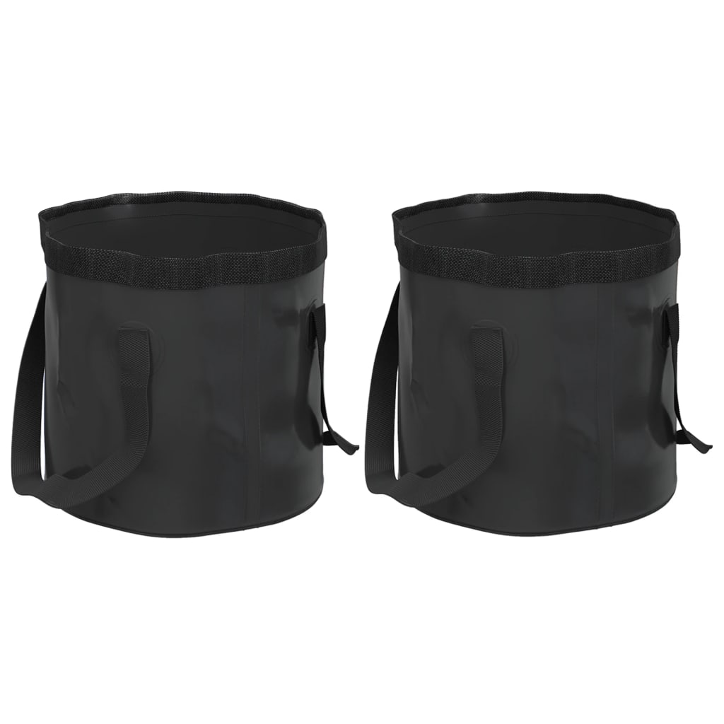 Collapsible buckets, 2 pcs., black, 20 L, PVC