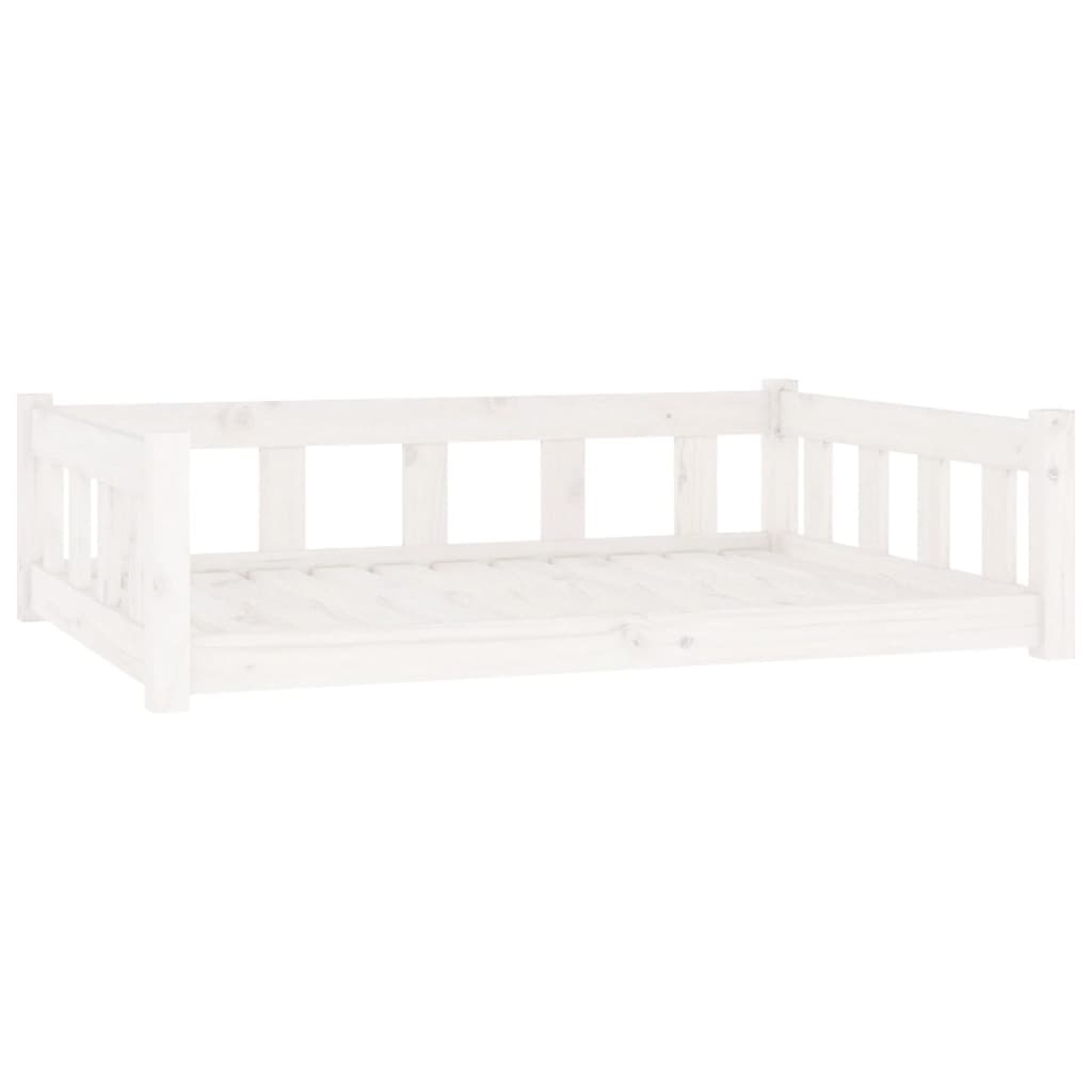 Dog bed, white, 105.5x75.5x28 cm, solid pine wood