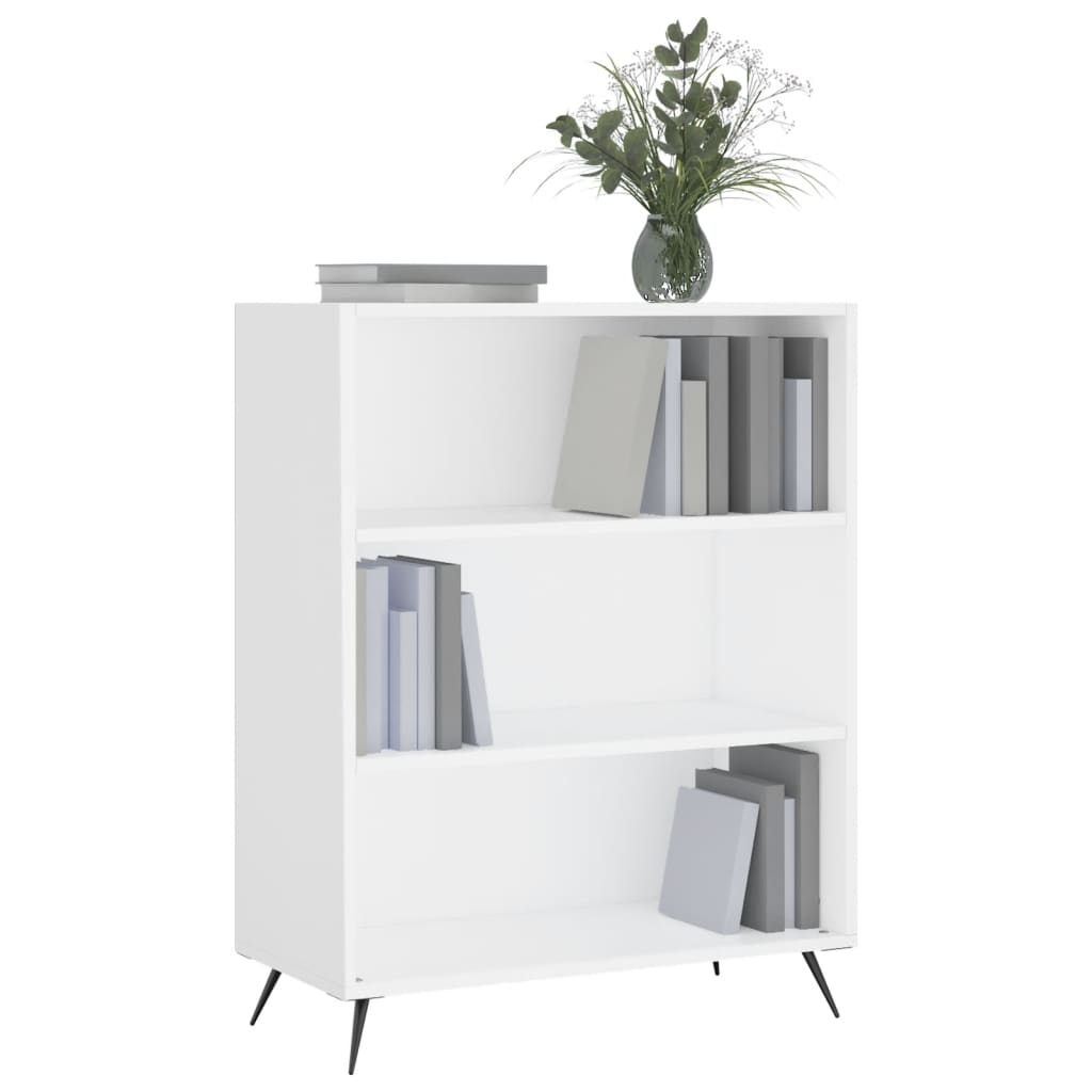 Bibliotecă, albă, 69,5x32,5x90 cm, lemn compozit