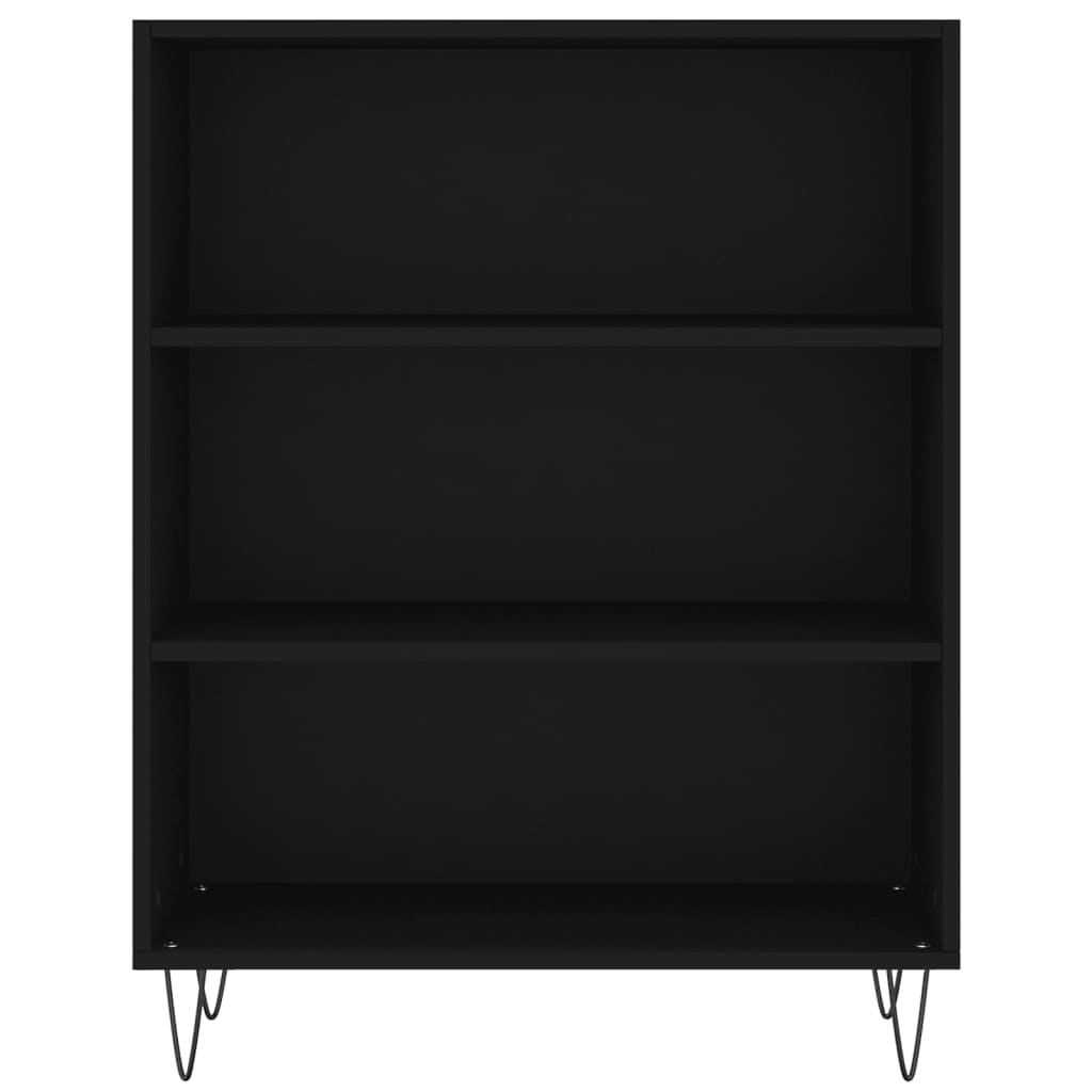 Bibliotecă, negru, 69,5x32,5x90 cm, lemn compozit