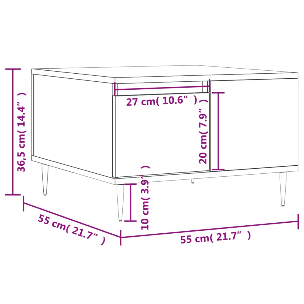 Coffee table, concrete gray, 55x55x36.5 cm, processed wood