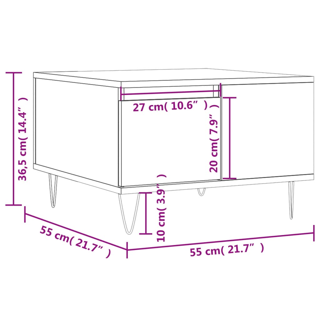 Coffee table, black, 55x55x36.5 cm, processed wood
