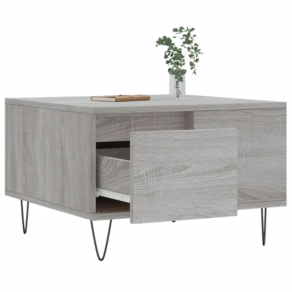 Coffee table, sonoma grey, 55x55x36.5 cm, processed wood